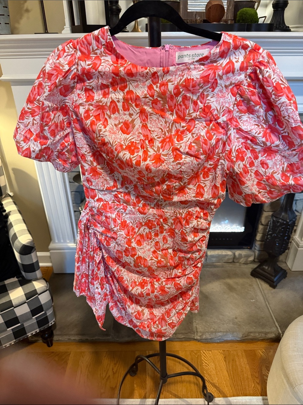 pants store Pink Floral Mini Dress